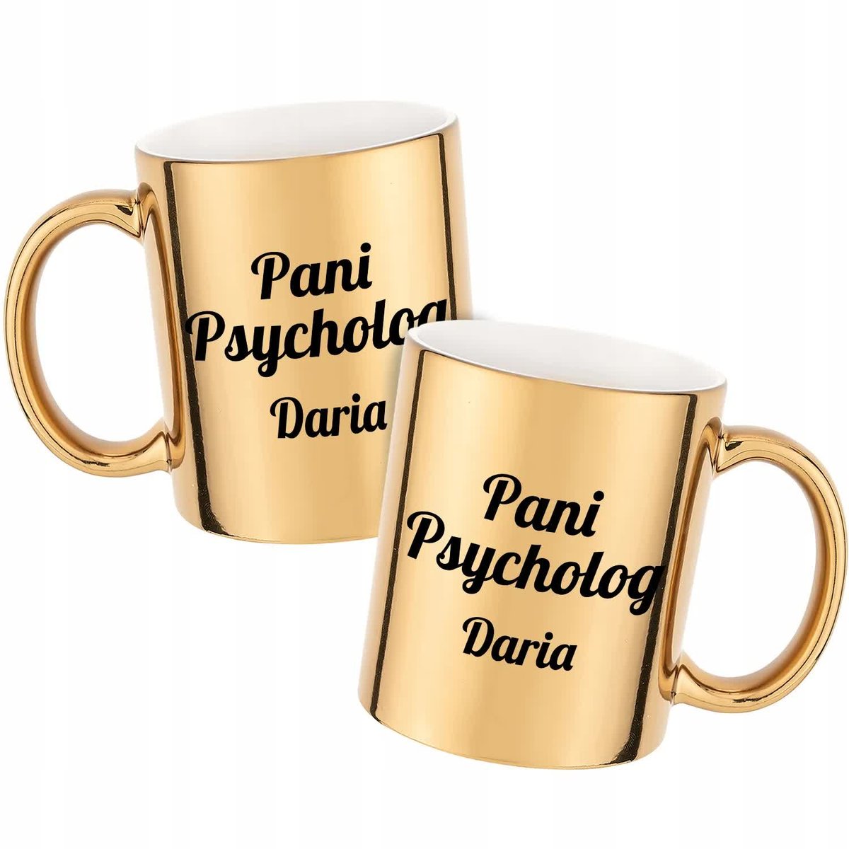 Kubek Z Nadrukiem PANI PSYCHOLOG IMIĘ Złoty Metaliczny Kreator