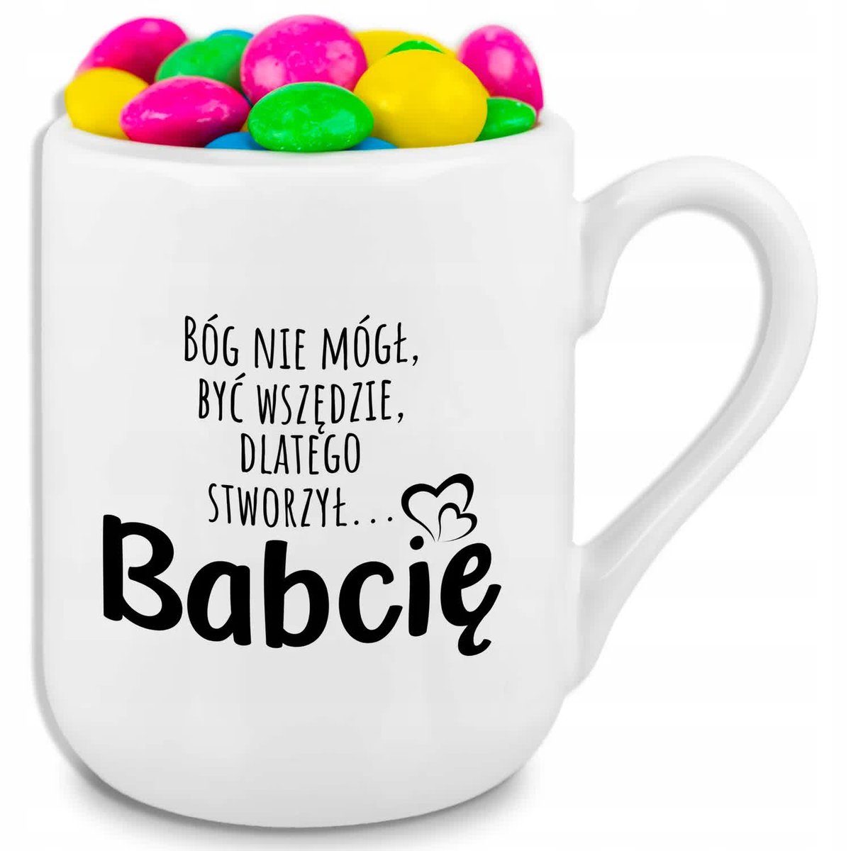 Kubek Coffe Biały BÓG STWORZYŁ BABCIĘ Prezent Dla Babci i Dziadka Piękne Wz