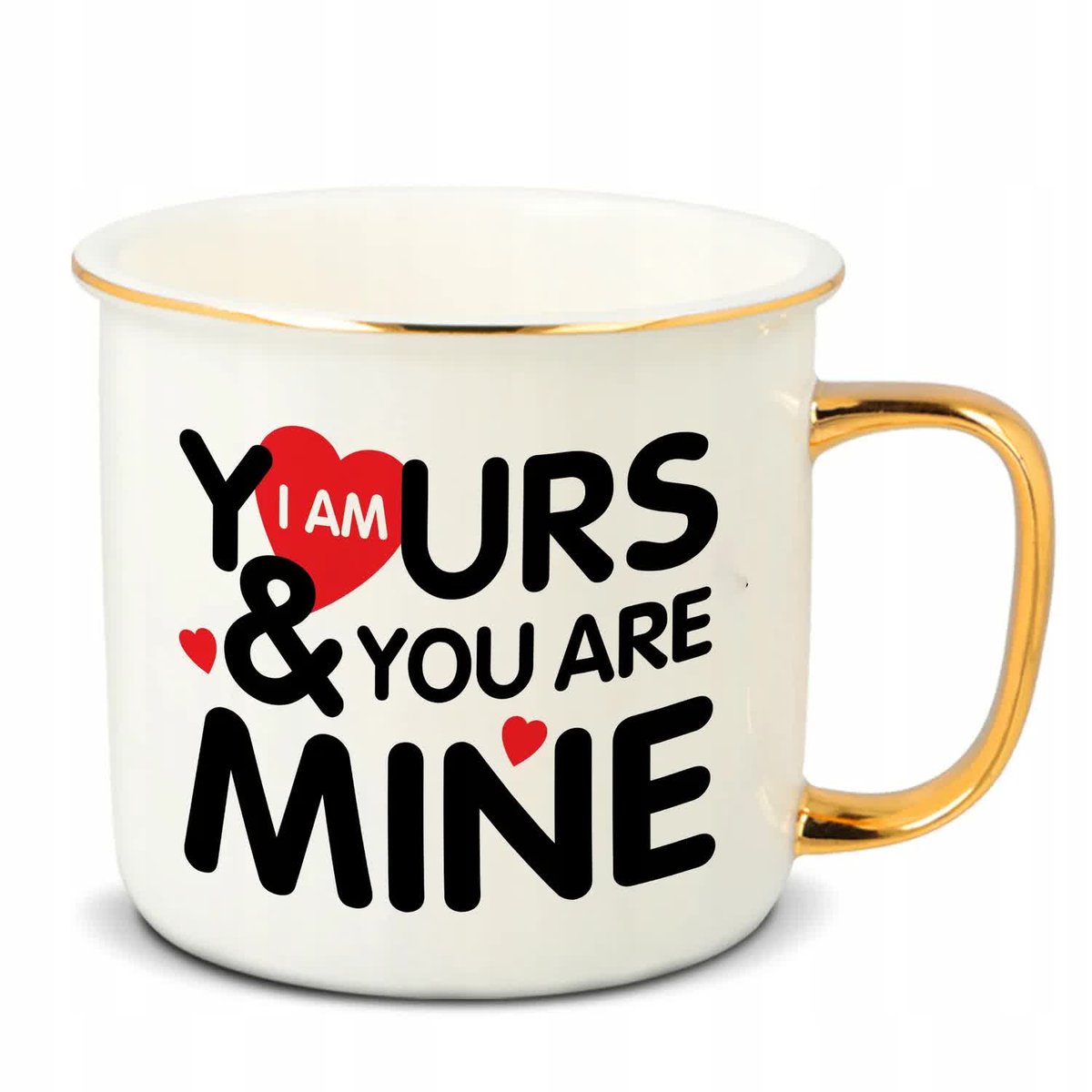 Kubek RETRO Złote Ucho Rant IM YOURS Eleganckie Miłość Walentynki Wzory