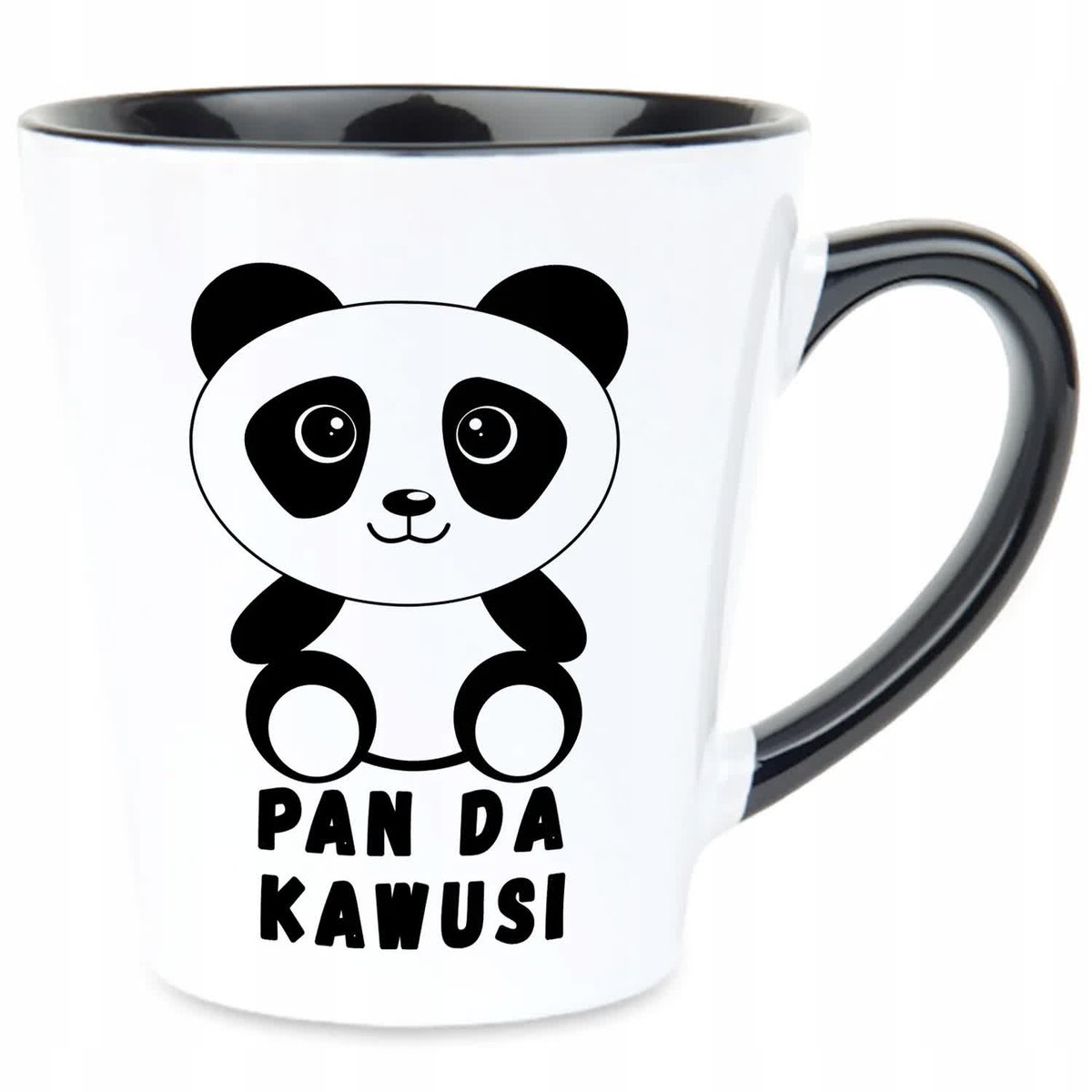 Kubek Latte Czarno Biały PAN DA KAWUSI 350ml Na Prezent Śmieszny Zabawne Wz