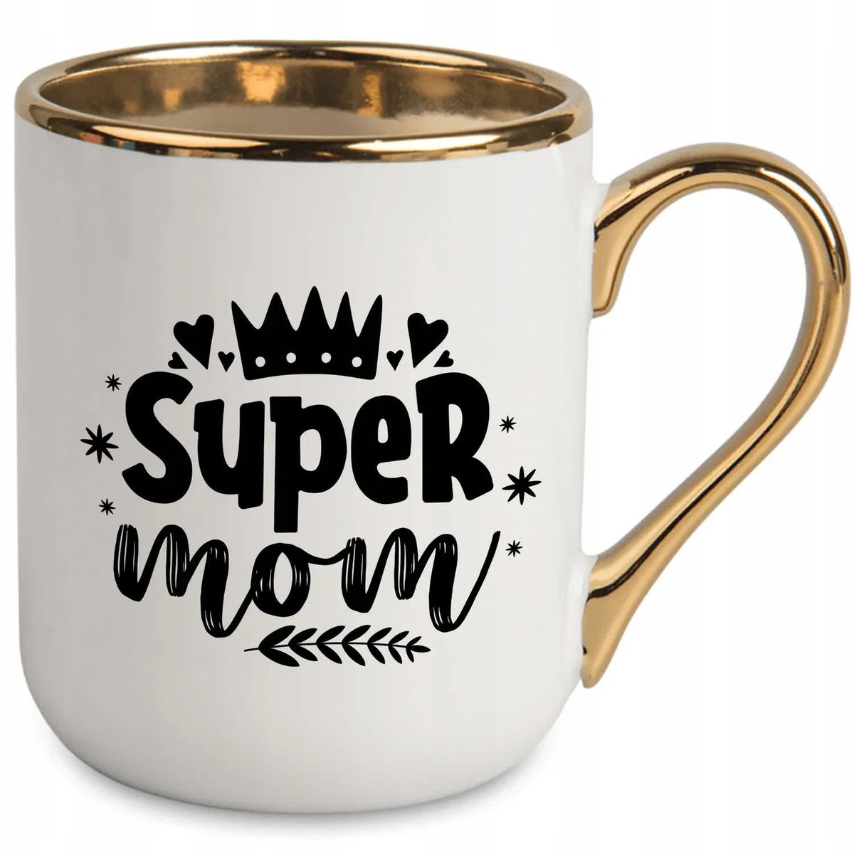 Kubek Elegant SUPER MOM Biały Na Prezent Urodziny Dla Mamy TOP100 WZORY''