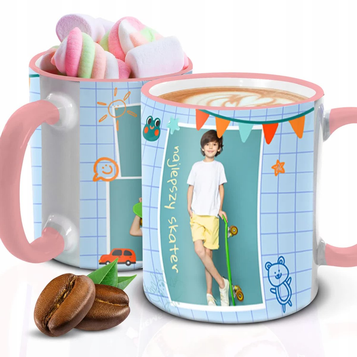 Kubek z Piankami PREZENT DLA SKEJTERA Biało Różowy Kreator