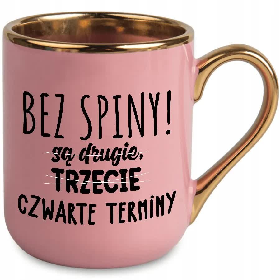 KUBEK ELEGANCKI Różowy Ze Złotym Śrokiem BEZ SPINY! SĄ INNE TERMINY Wzory
