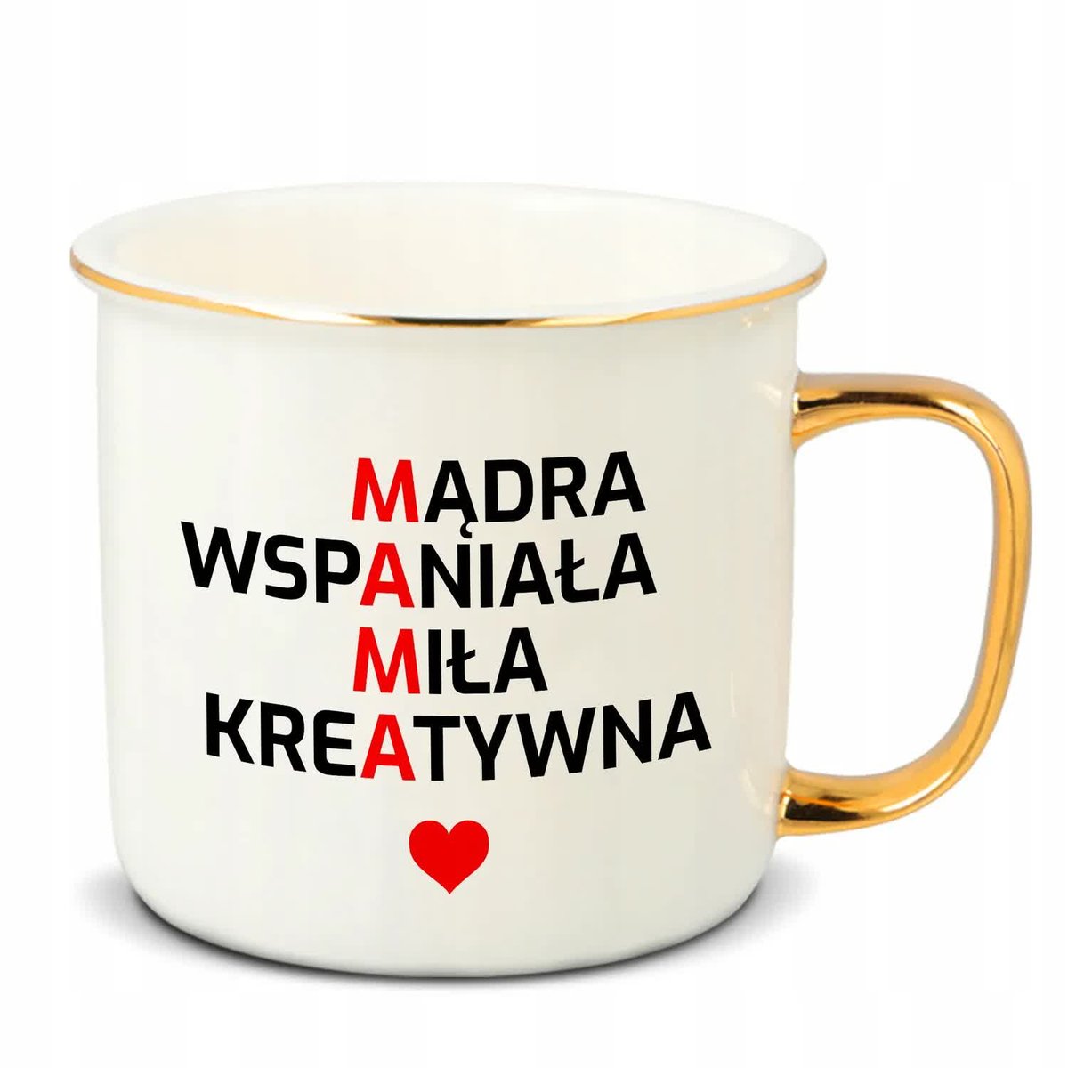 Kubek RETRO Złote Ucho Rant MAMA MĄDRA WSPANIAŁA MIŁA Dzień Matki Wzory