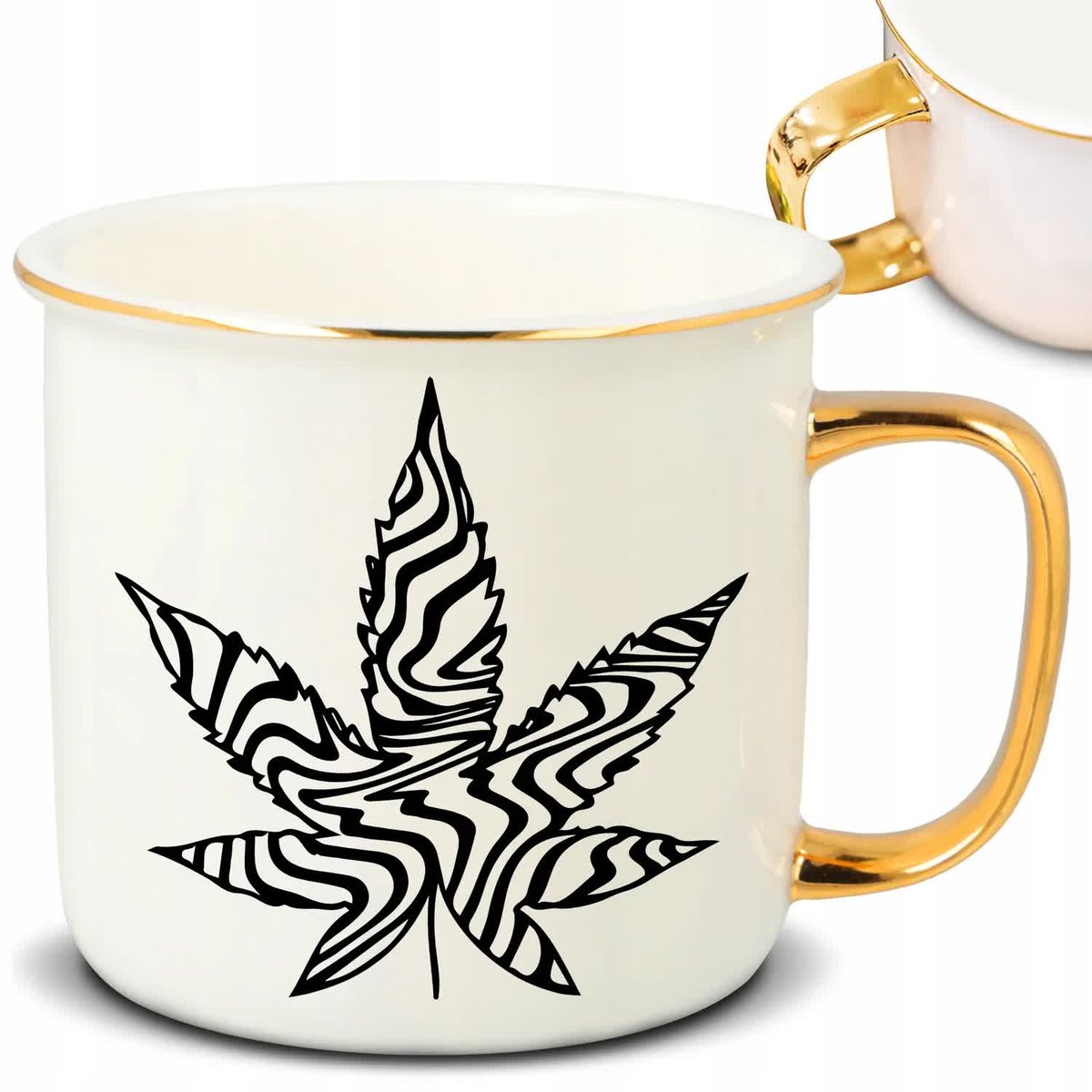 Kubek RETRO Złote Ucho Rant HOLO LEAF Elegancki Odważne Zmysłowe Top Wzory