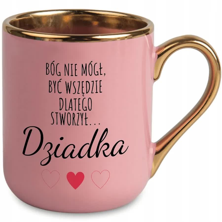 Kubek Elegant Różowo-Złoty DZIADEK 