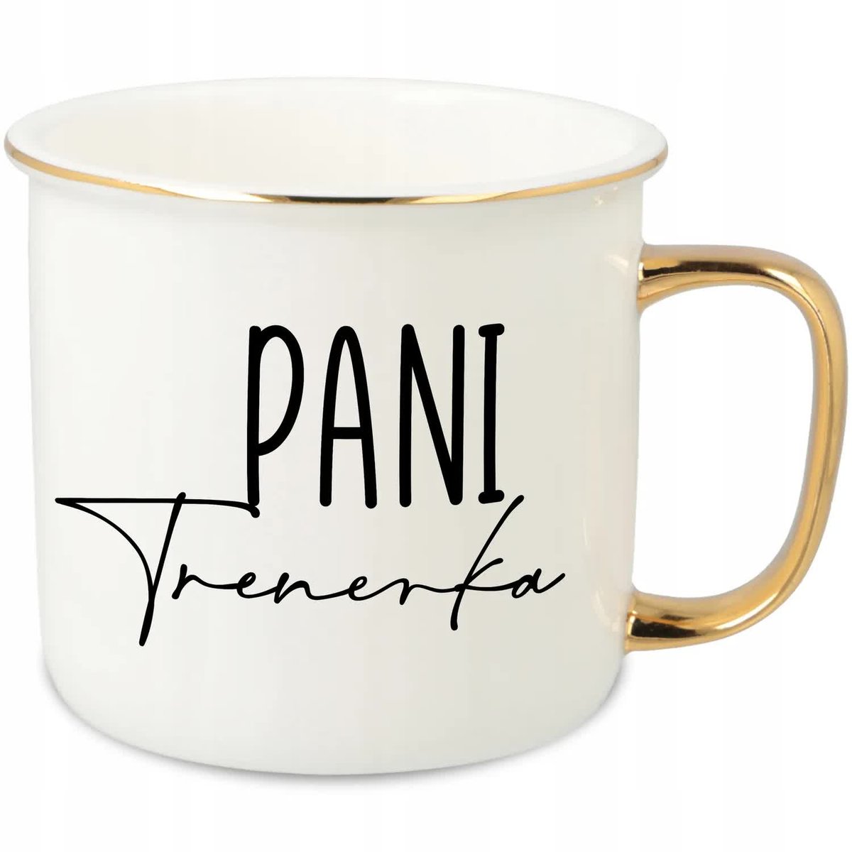 KUBEK UCHO RANT ZŁOTY PORCELANOWY RETRO 280ML PREZENT DLA TRENERKA WZORY