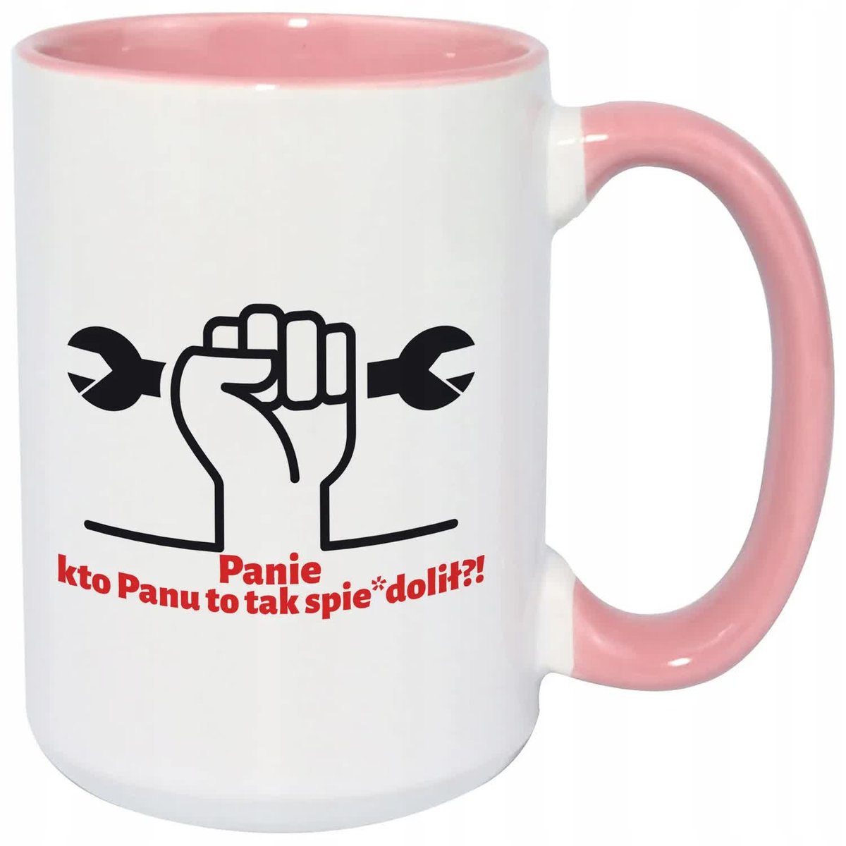 Kubek Z Nadrukiem KTO TO PANU TAK SPIE*DOLIŁ Biało Różowy