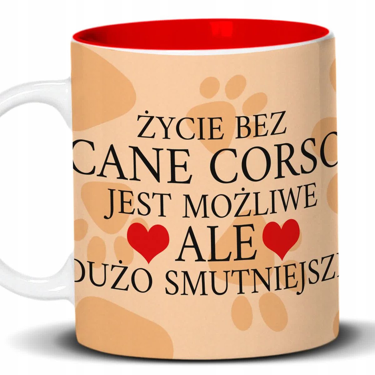 Kubek Z Nadrukiem CANE CORSO PIES DLA FANA Biało Czerwony Kreator