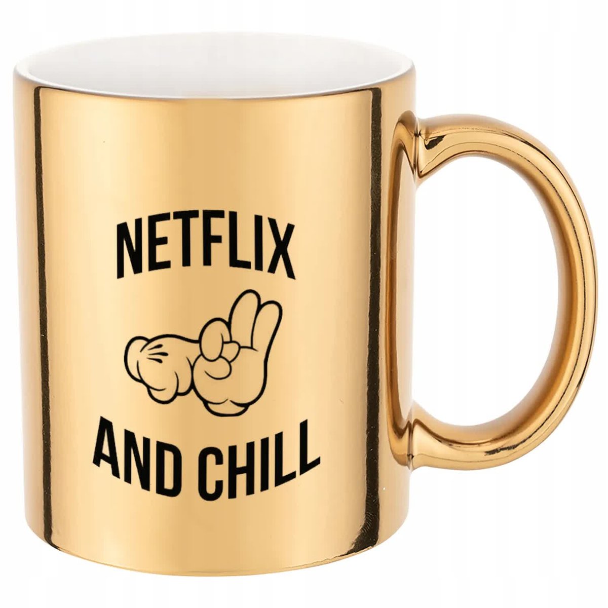 KUBEK ZŁOTY PREZENT NETFILX AND CHILL HARDCORE DLA KOLEGI KOLEŻANKI WZORY