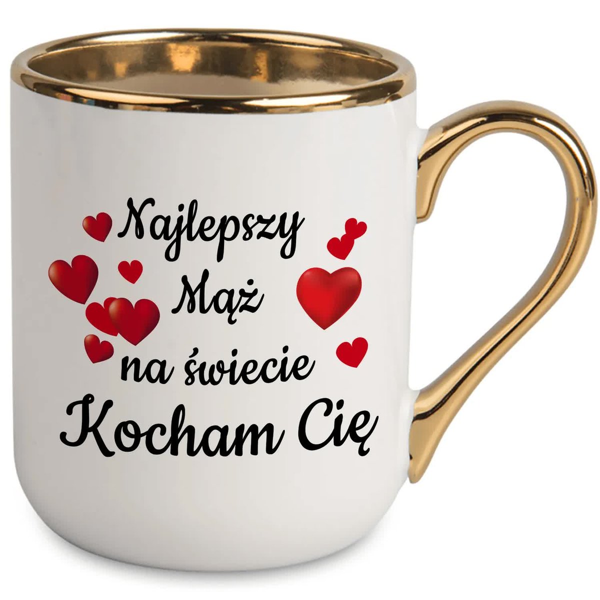 KUBEK Elegancki ZŁOTY RANT UCHO dla Najlepszego MĘŻA na Świecie Cute Wzory