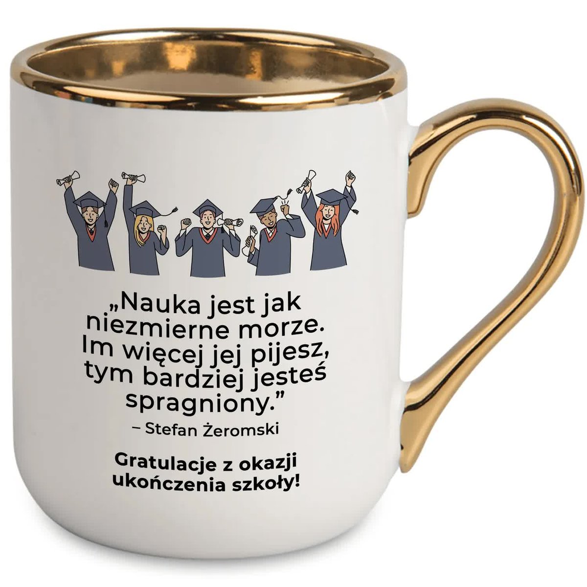 KUBEK BIAŁY PREZENT DLA ABSOLWENTÓW NA ZAKOŃCZENIE SZKOŁY DLA UCZNIÓW WZ