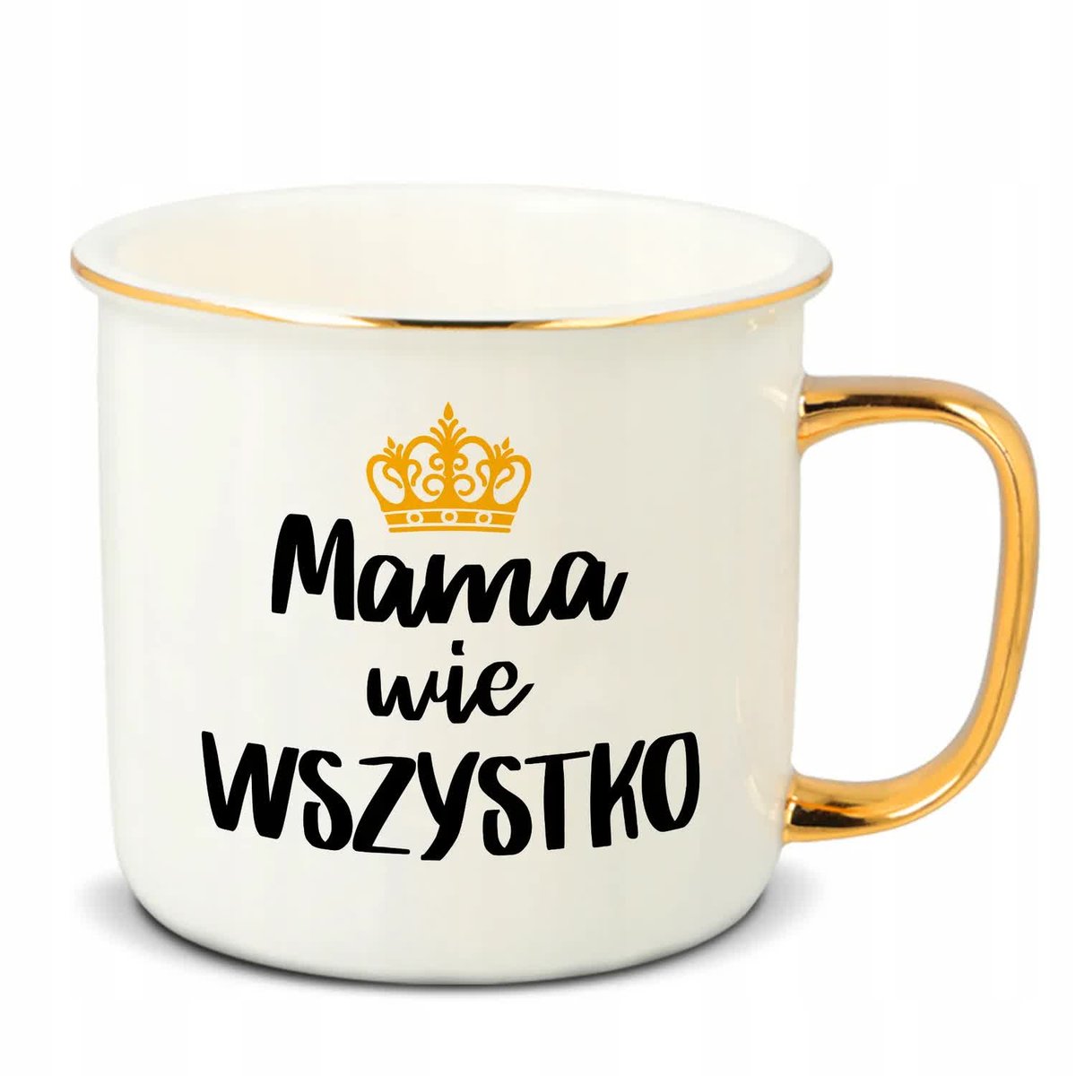 Kubek RETRO Złote Ucho Rant MAMA WIE WSZYTSKO Dzień Matki Prezentnet Wzory