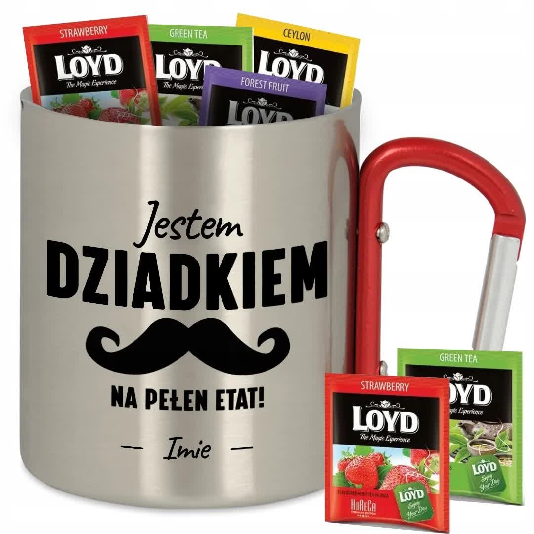 Kubek Metalowy Karabińczyk DZIADEK NA PEŁEN ETAT *IMIĘ* + 8 Loyd Wz