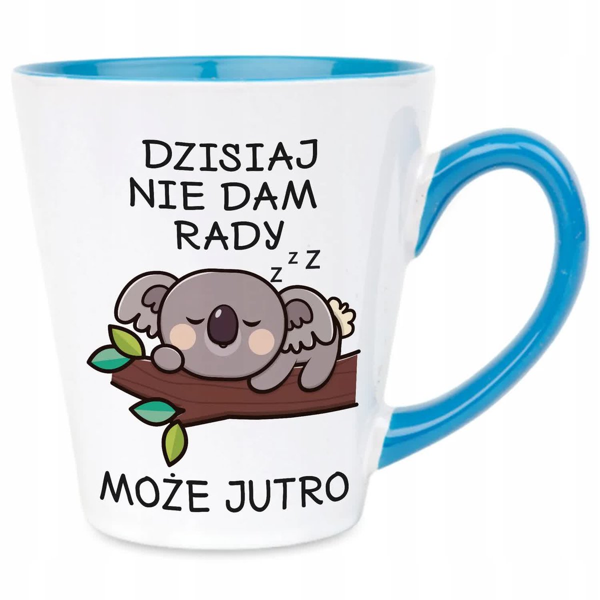 Kubek Latte Niebiesko Biały DZISIAJ NIE DAM RADY 300 ml Na Prezent Wzory