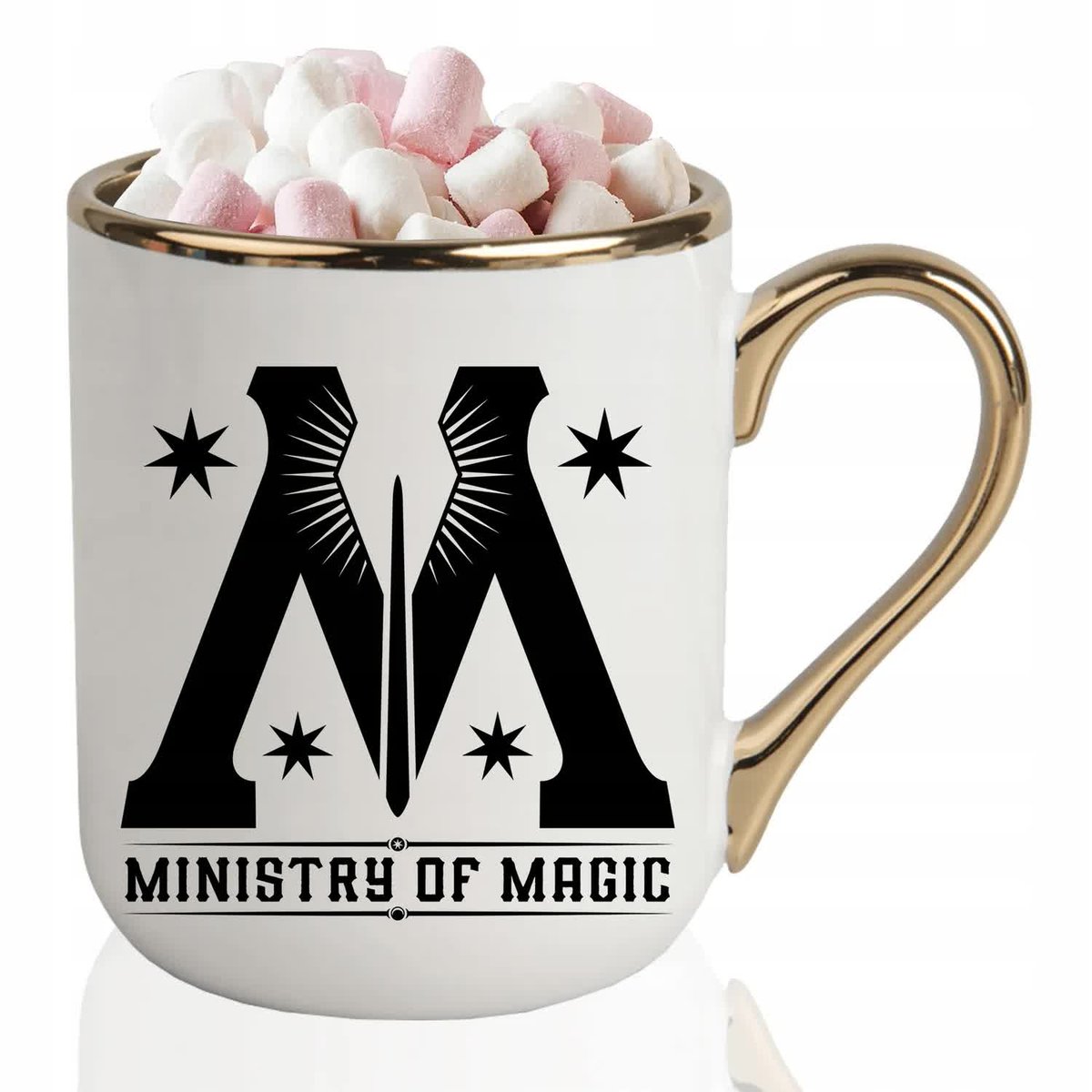 KUBEK ELEGANT Biały Na Prezent Dla Czarodzieja MINISTRY OF MAGIC Wzory