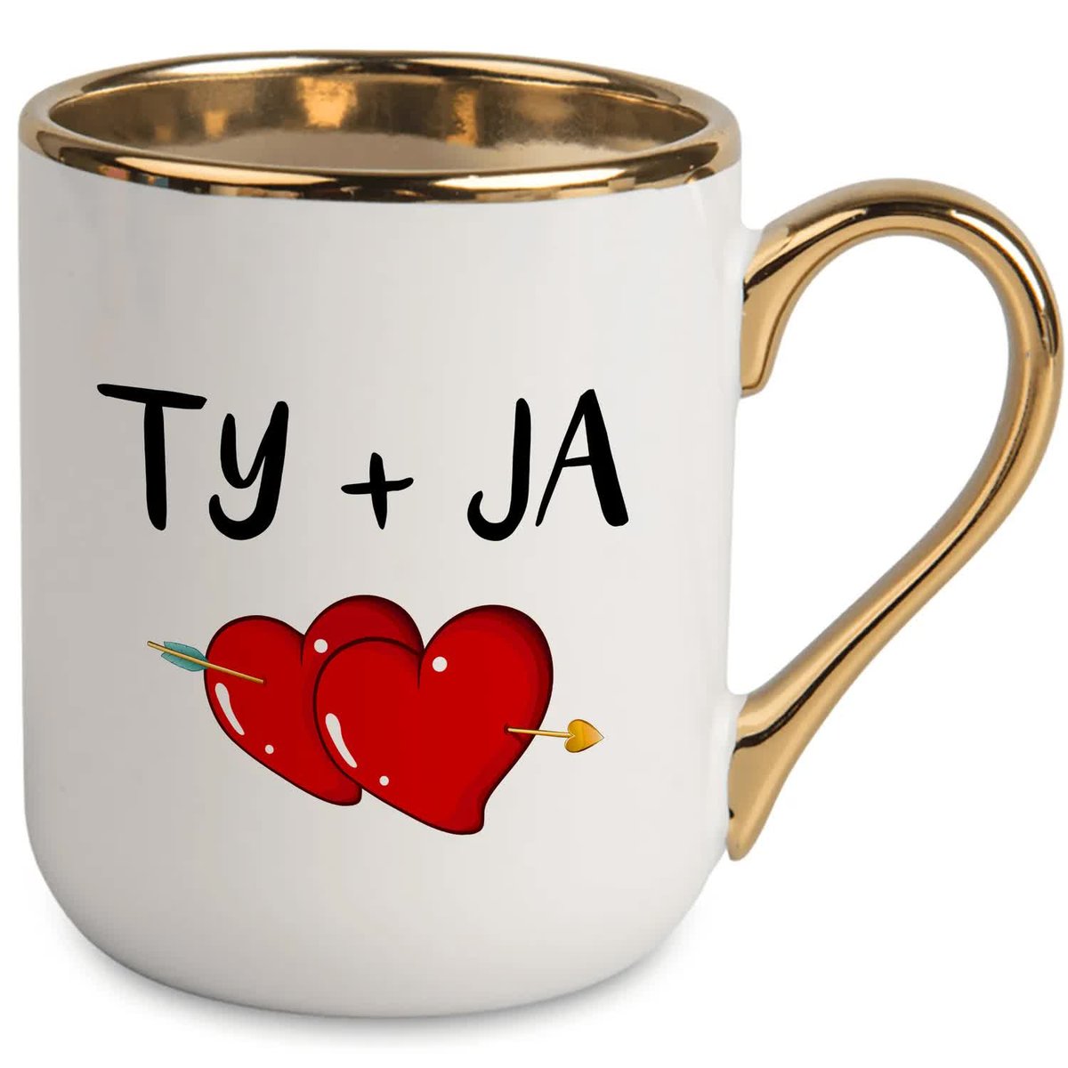 KUBEK Elegancki ZŁOTY RANT UCHO dla Pary Zakochanych TY+JA MIŁOŚĆ Wzory