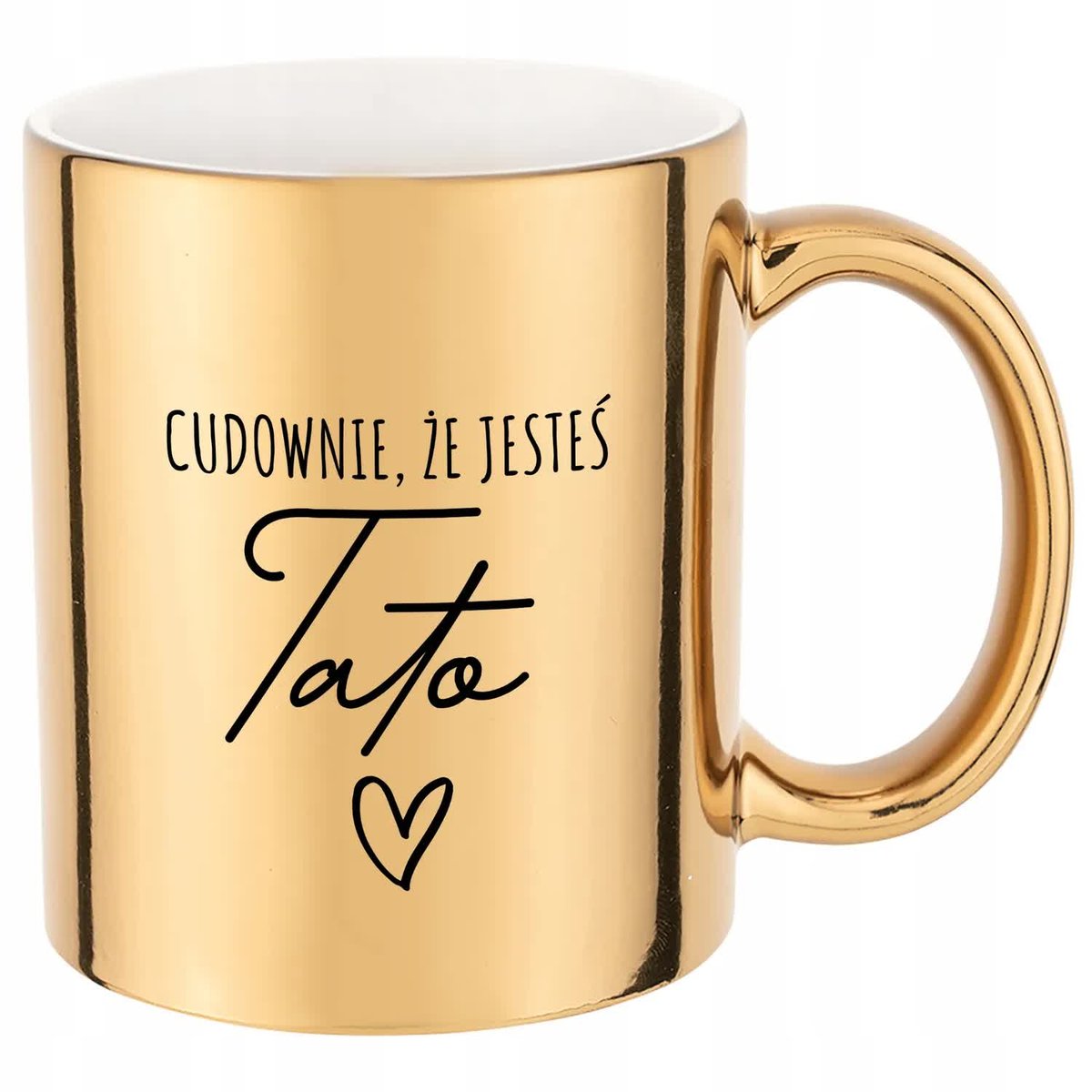 KUBEK Błyszczący ZŁOTY Prezent dla TATY Wzory MiX