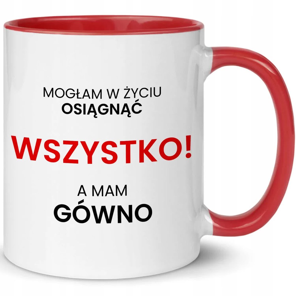 KUBEK BIAŁO-CZERWO PREZENT VIRAL MOGŁAM OSIĄGNĄĆ W ŻYCIU WSZYSTKO WZ