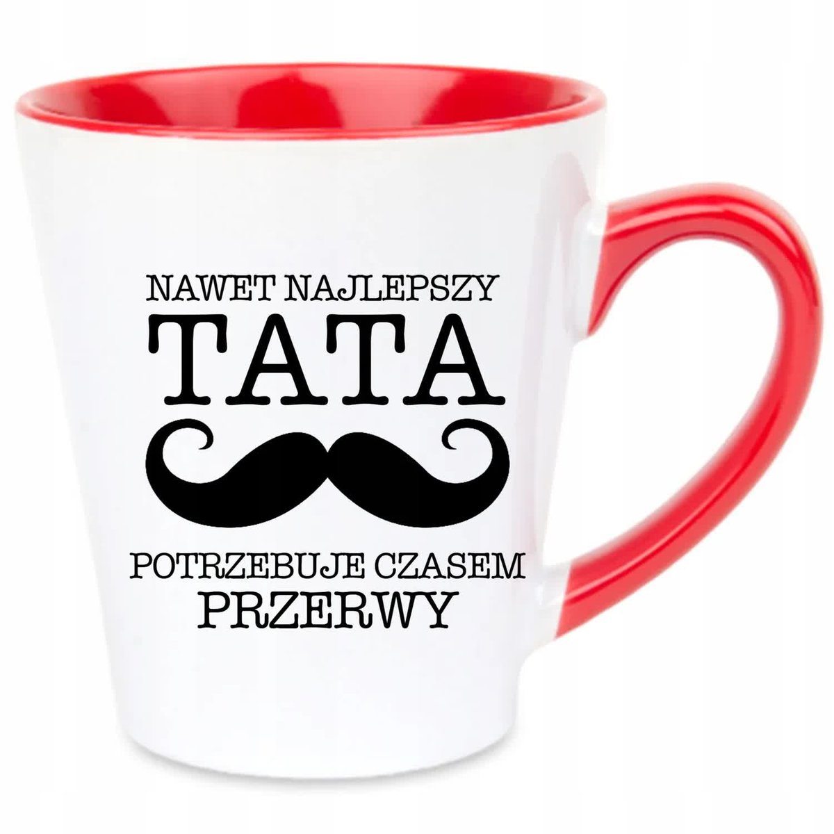 Kubek Latte Czerwono Biały NAJLEPSZY TATA POTRZEBUJE PRZERWY Prezent Wzory