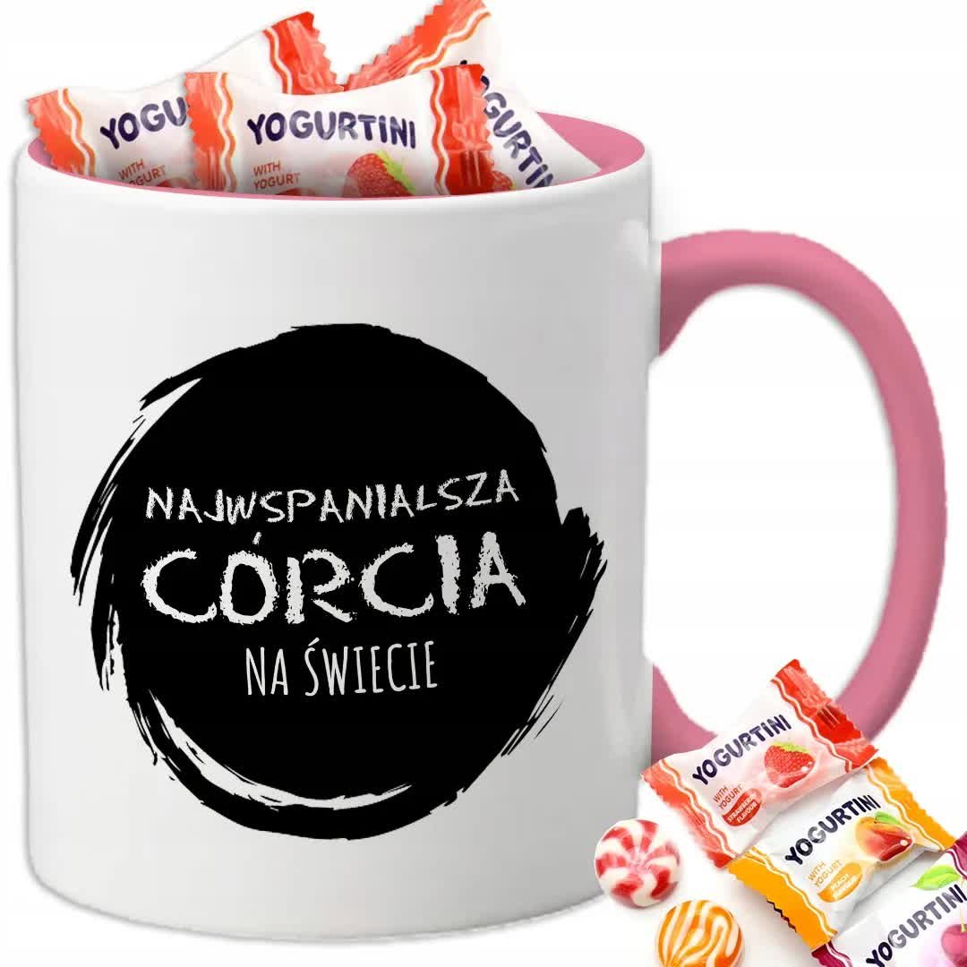 Kubek Z Nadrukiem NAJWSPANIALSZA CÓRCIA NA ŚWIECIE Biało Różowy
