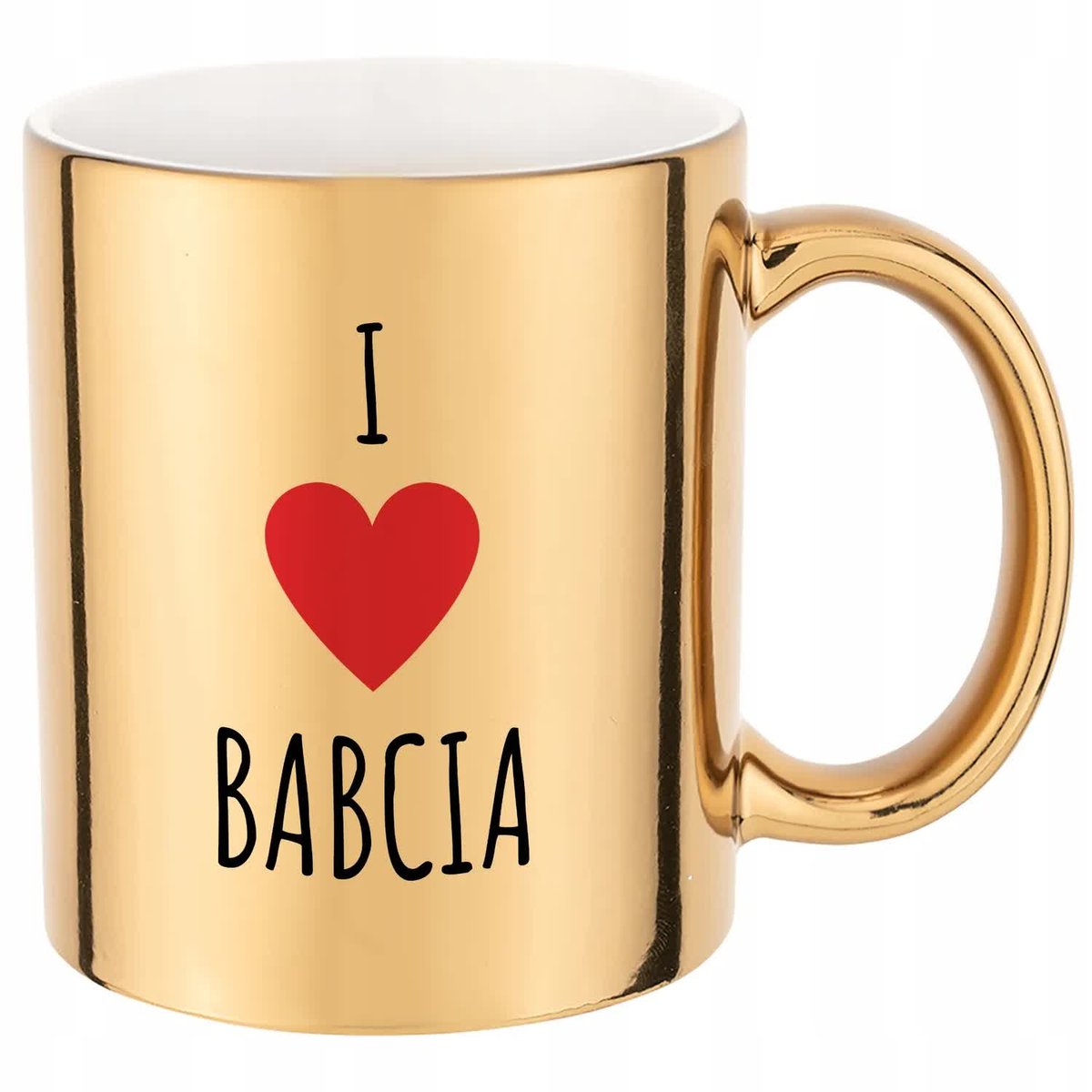 Kubek Złoty Błyszczący I LOVE BABCIA Prezent Dla Dziadków i Babć Wzory