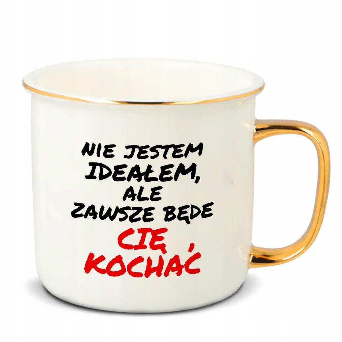 Kubek RETRO Złote Ucho Rant ZAWSZE BĘDĘ CIĘ KOCHAĆ Miłość Walentynki Wzory