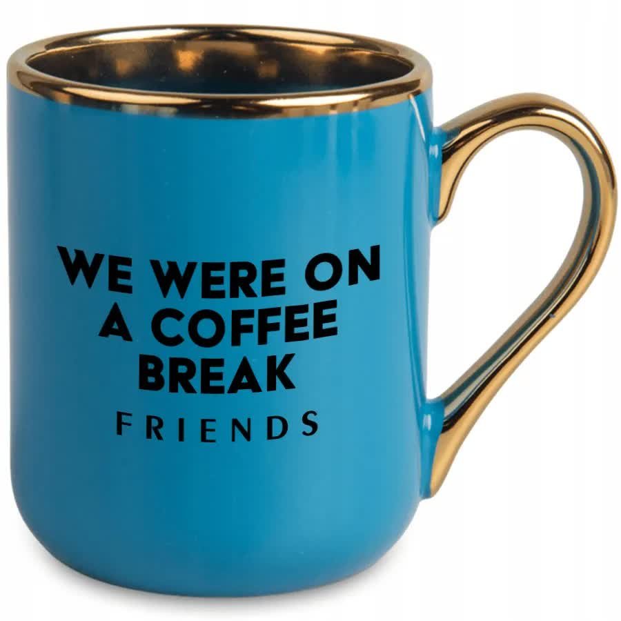 Kubek Elegancki z Nadrukiem COFFE BREAK Stylowe Wzory Niebieski