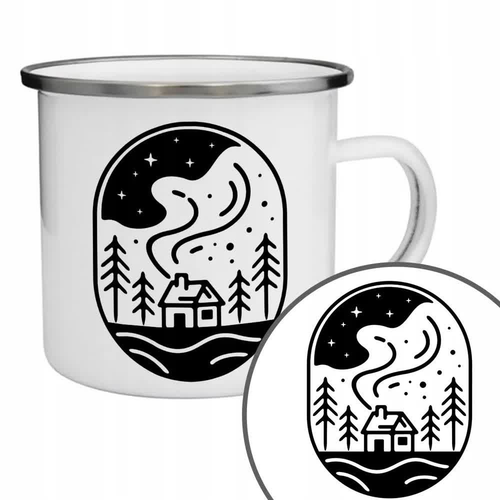 Kubek Stalowy Biały Dla Mężczyzny Męskie Wzory