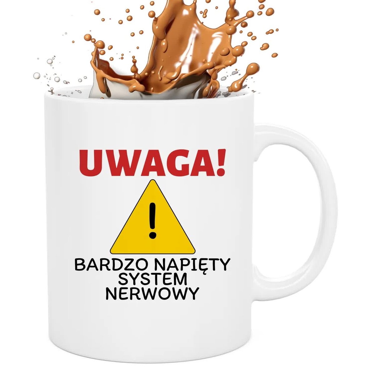 Kubek Biały NAPIĘTY SYSTEM NERWOWY 330ml Prezent Śmieszny Zabawne Wzory