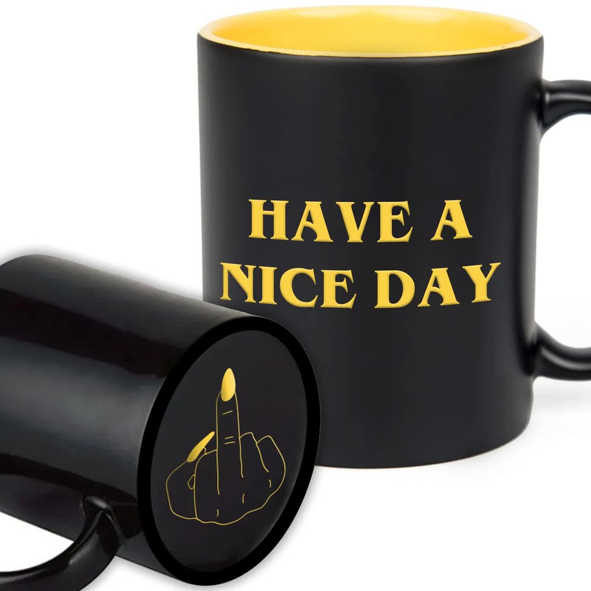 KUBEK GRAWER Żółty ZABAWNY Na Prezent Urodziny HAVE A NICE DAY 