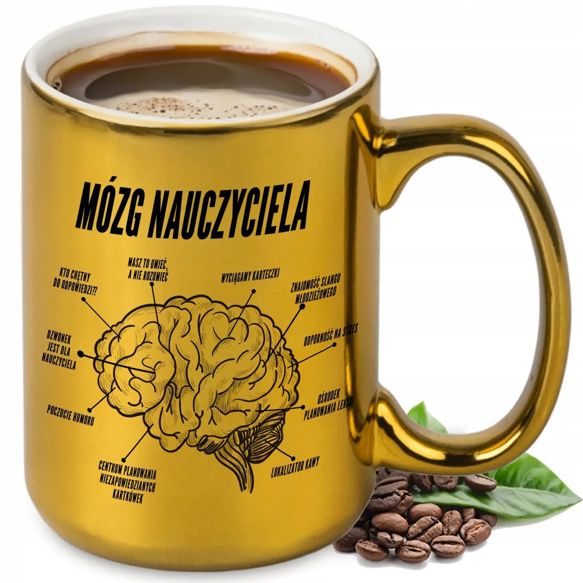 KUBEK XXL ZŁOTY PREZENT DZIEŃ NAUCZYCIELA MÓZG NAUCZYCIELA DLA WYCHOWACY