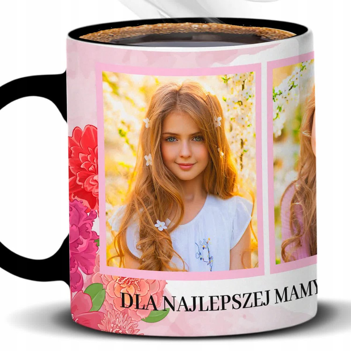 Kubek Z Nadrukiem DLA NAJLEPSZEJ MAMY NA PREZENT Czarno Biały Kreator
