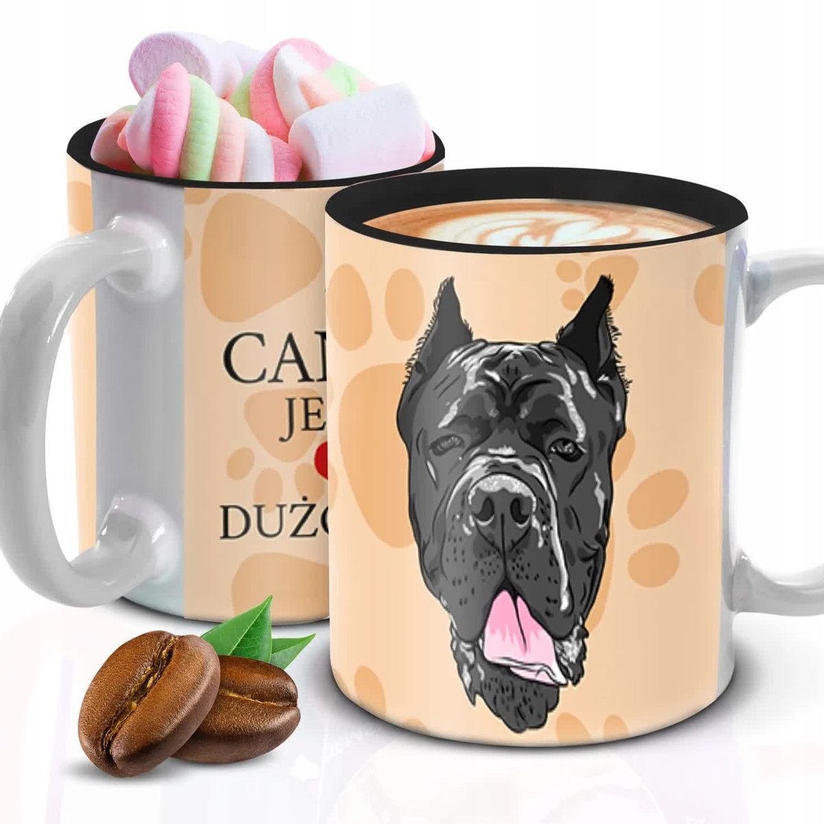 Kubek Z Nadrukiem Z TWOIM PSEM IMIĘ Biało Czarny Kreator