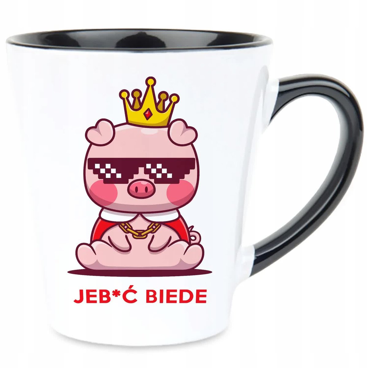 Kubek Latte Czarno Biały JEB*Ć BIEDE 350ml Na Prezent Zabawne Wzory