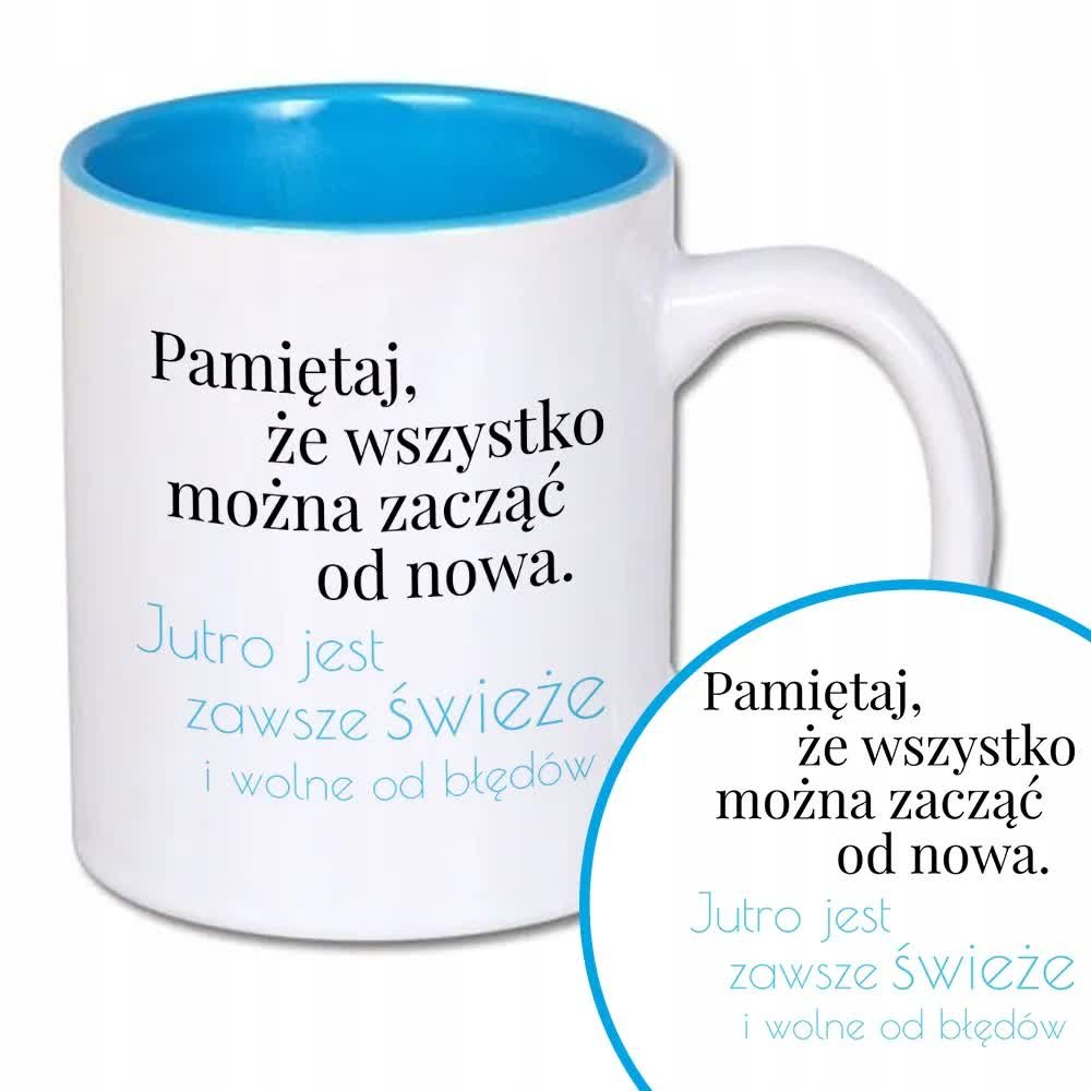 Kubek Niebieski Na Prezent Śmieszne Motywacyjne Wz