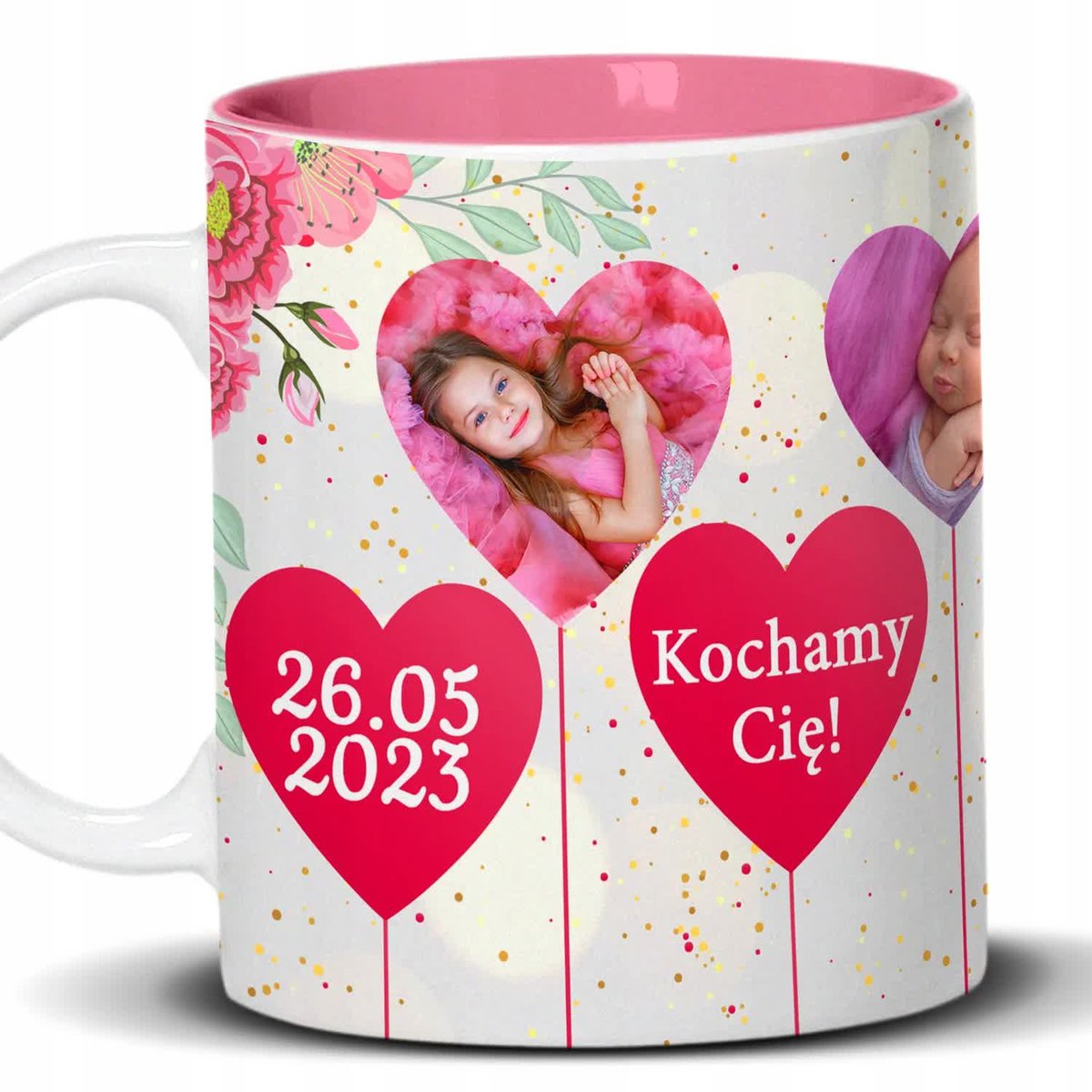 Kubek Z Nadrukiem MAMUSIU JESTEŚ KRÓLOWĄ Biało Różowy Kreator