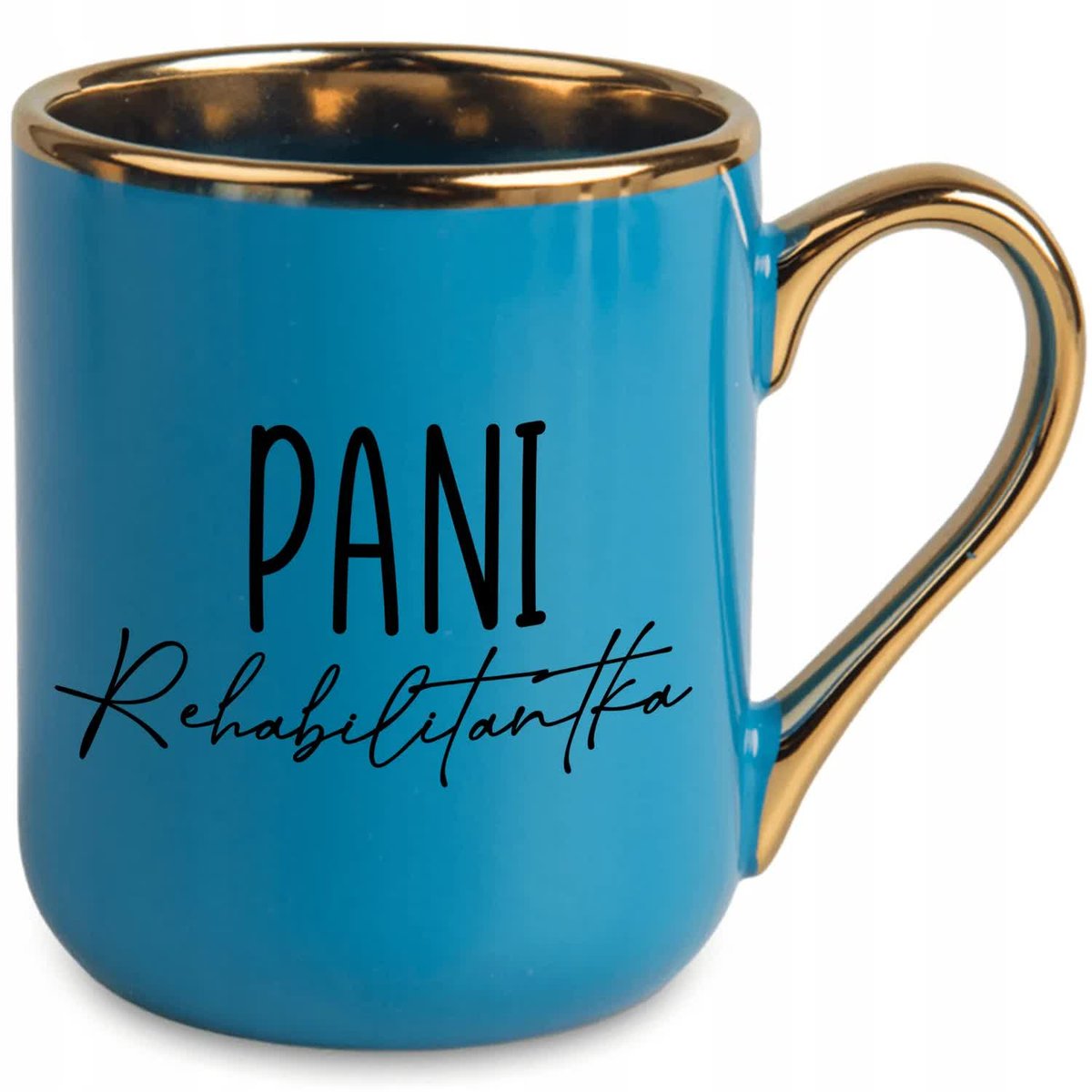 KUBEK ELEGANT NIEBIESKI IDEALNY PREZENT DLA PANI REHABILITANTKA JAKOŚĆ WZ