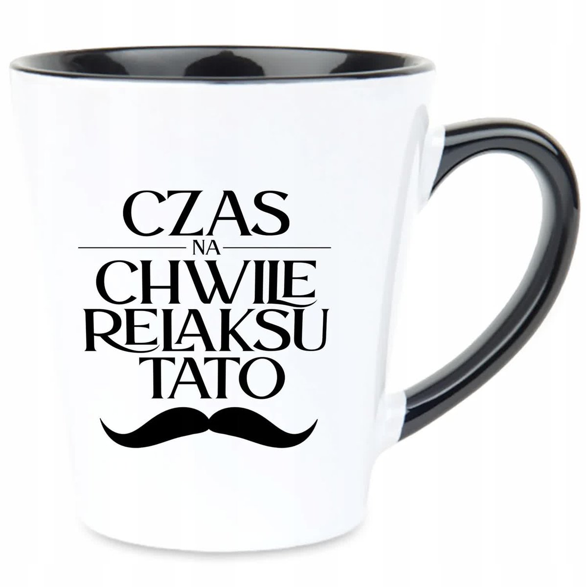 Kubek Latte Czarno Biały CZAS NA RELAKS TATO Na Prezent Wz