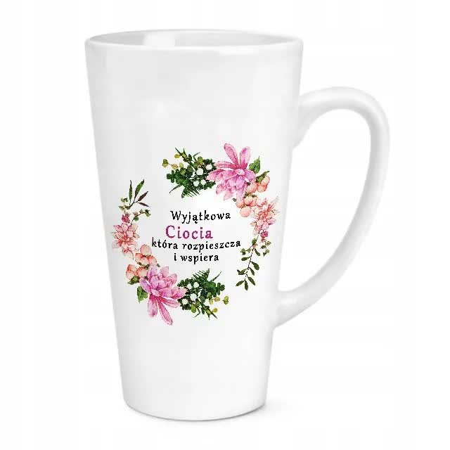 KUBEK BIAŁY LATTE DUŻY dla CIOCI 03 prezent+