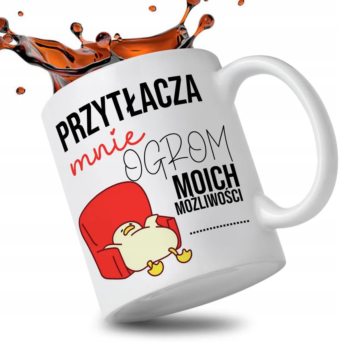KUBEK BIAŁY PREZENT DO PRACY PRZYTŁACZA MNIE OGROM MOŻLIWOŚCI WZORY