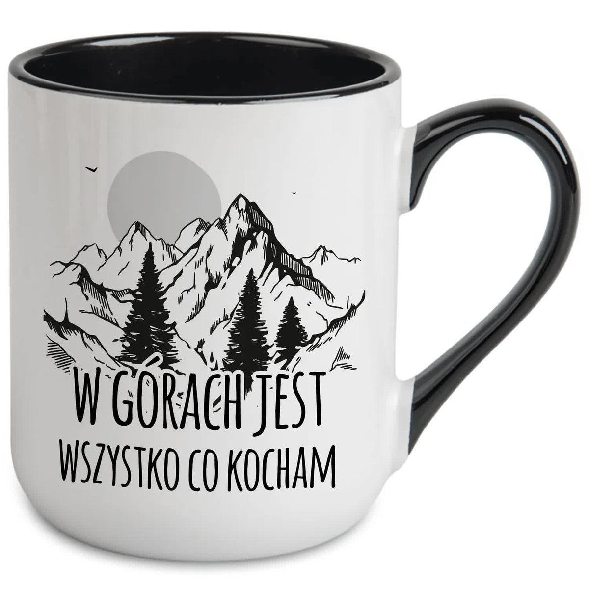 KUBEK COFFY CZARNY IDELANY PRZENT DLA MIŁOŚCNIKA GÓR WSZYSTKO CO KOCHAM WZ