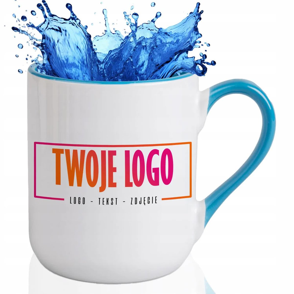 FOTO KUBEK Z Twoim Własnym Dowolonym Nadrukiem Zdjęciem Napisem Logo BLUE