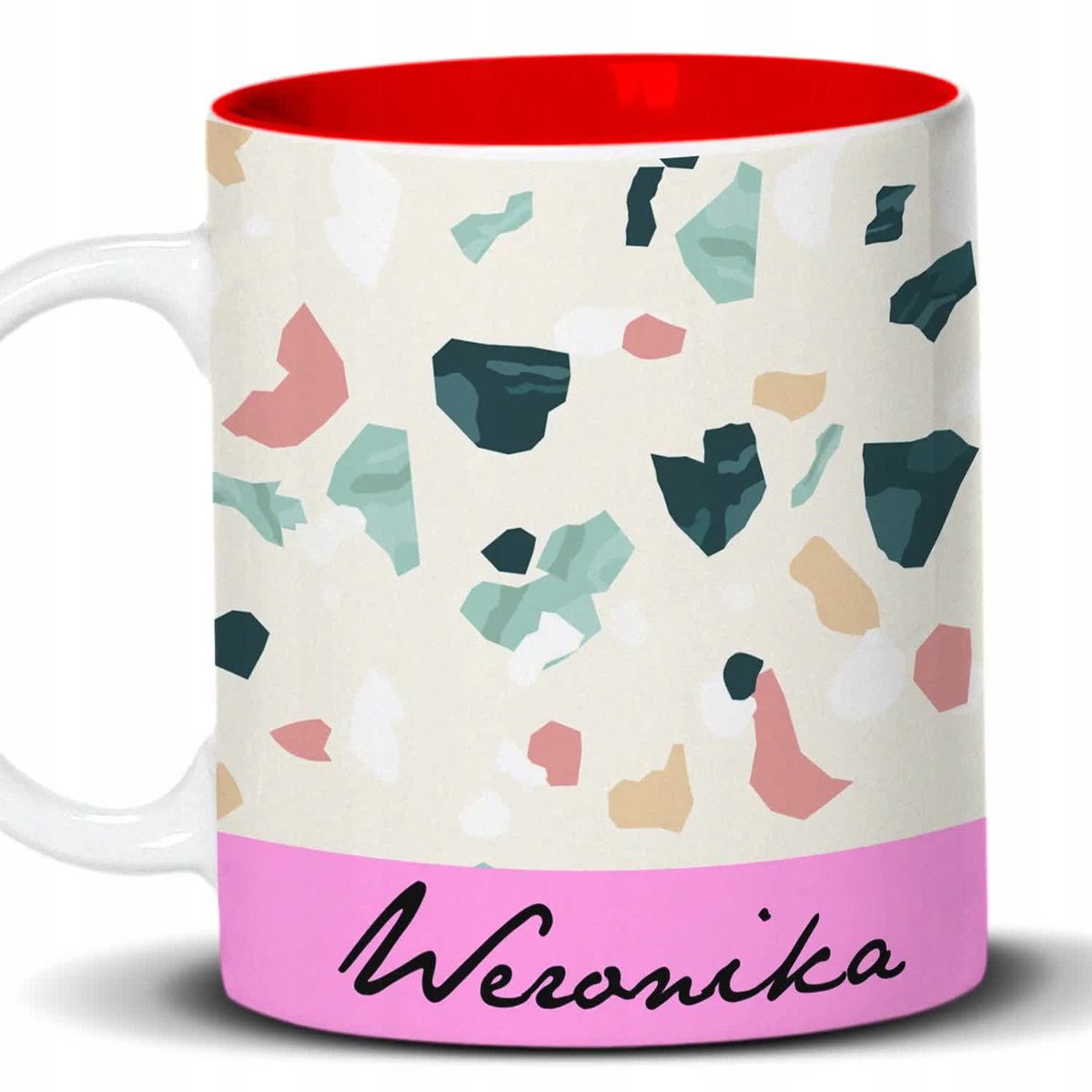 Kubek Z Nadrukiem KOLOROWE PLAMKI IMIĘ Biało Czerwony Kreator