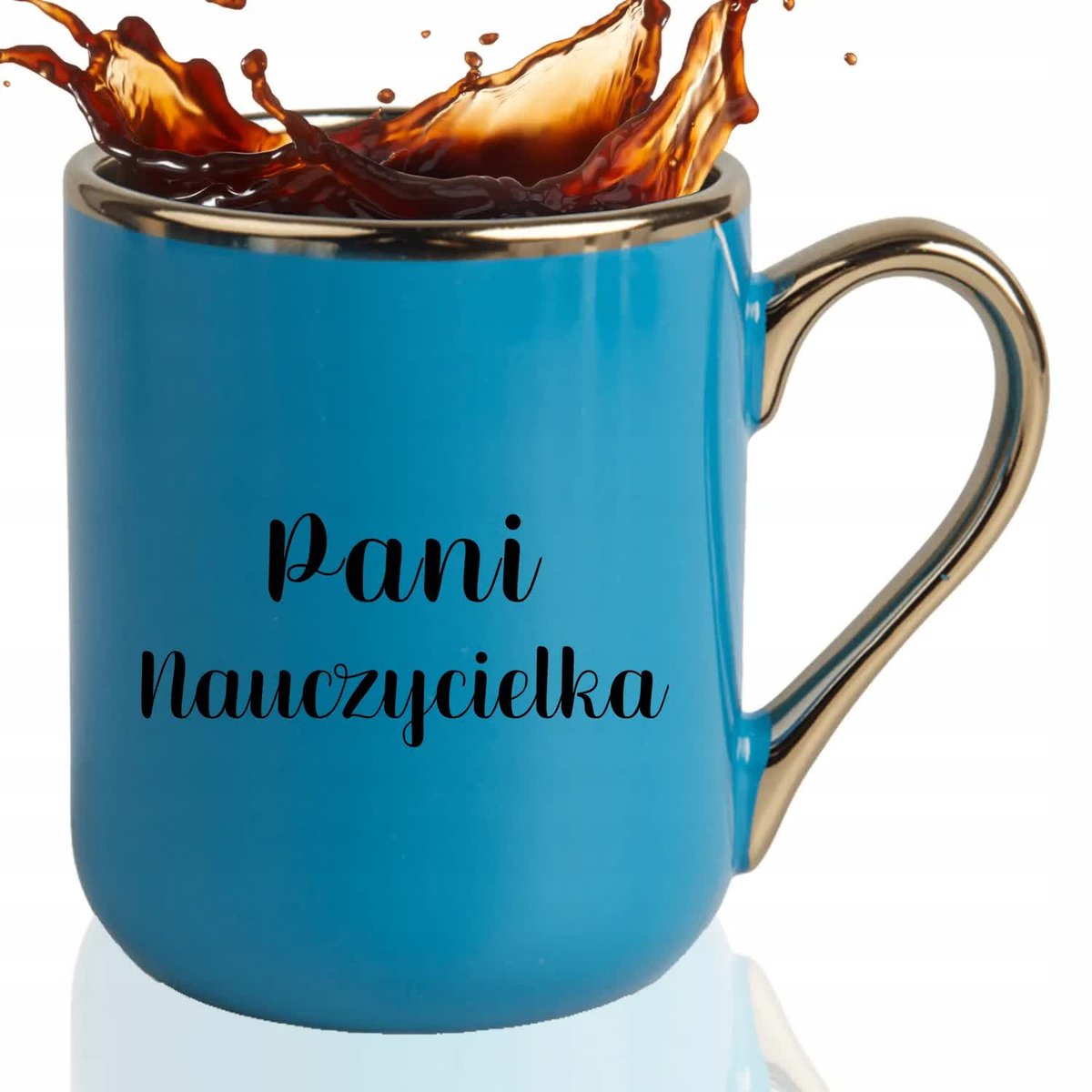 KUBEK ELEGANT Niebieski Na Prezent Urodziny Dla PANI NAUCZYCIELKA Wzory