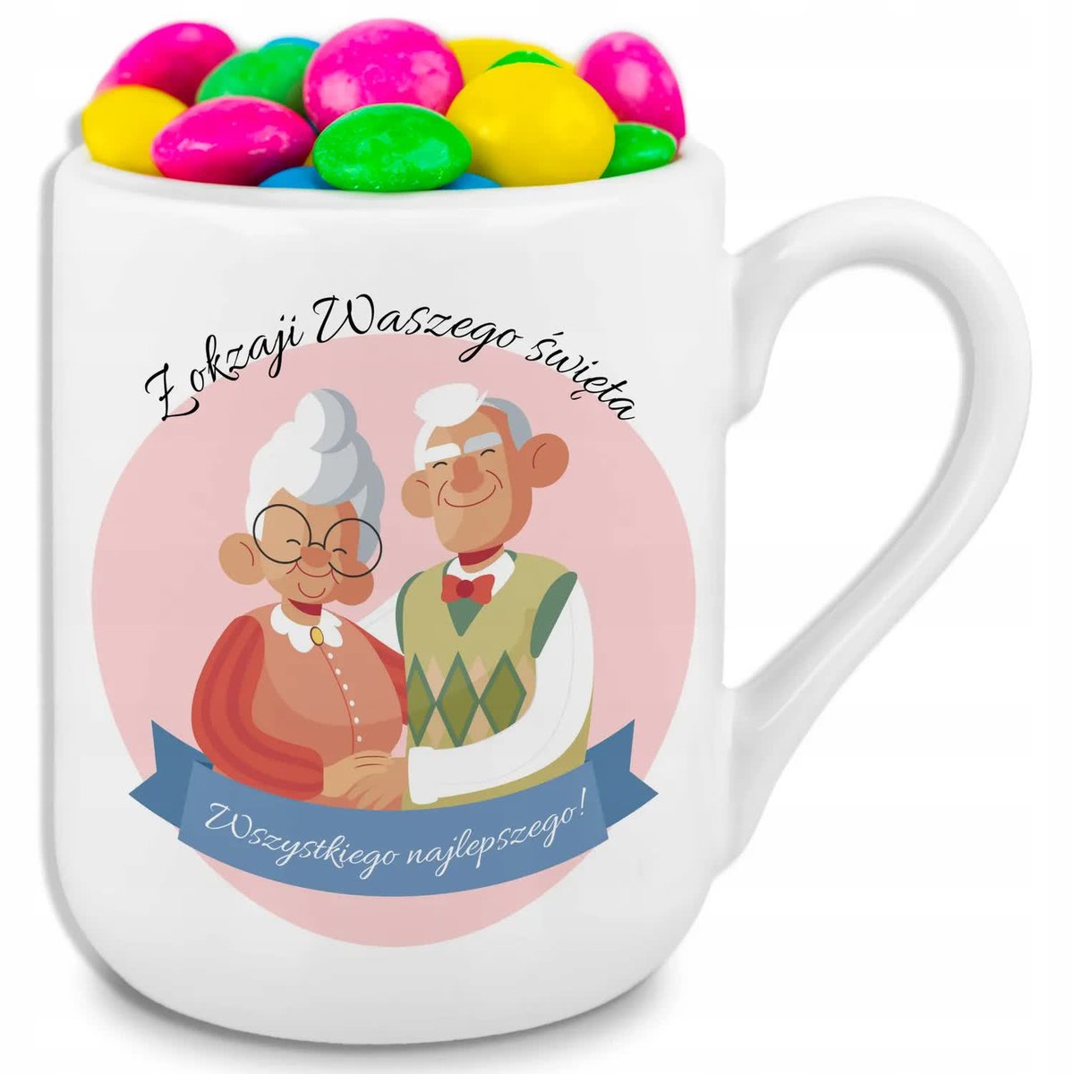 Kubek Coffe Biały WSZYSTKIEGO NAJLEPSZEGO Prezent Dla Babci i Dziadka Wzory
