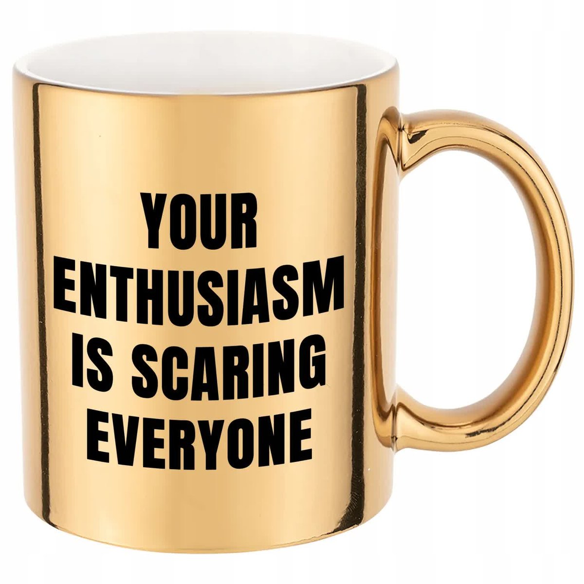 Kubek Błyszczący z Nadrukiem ENTHUSIASM Stylowe Wzory Złoty