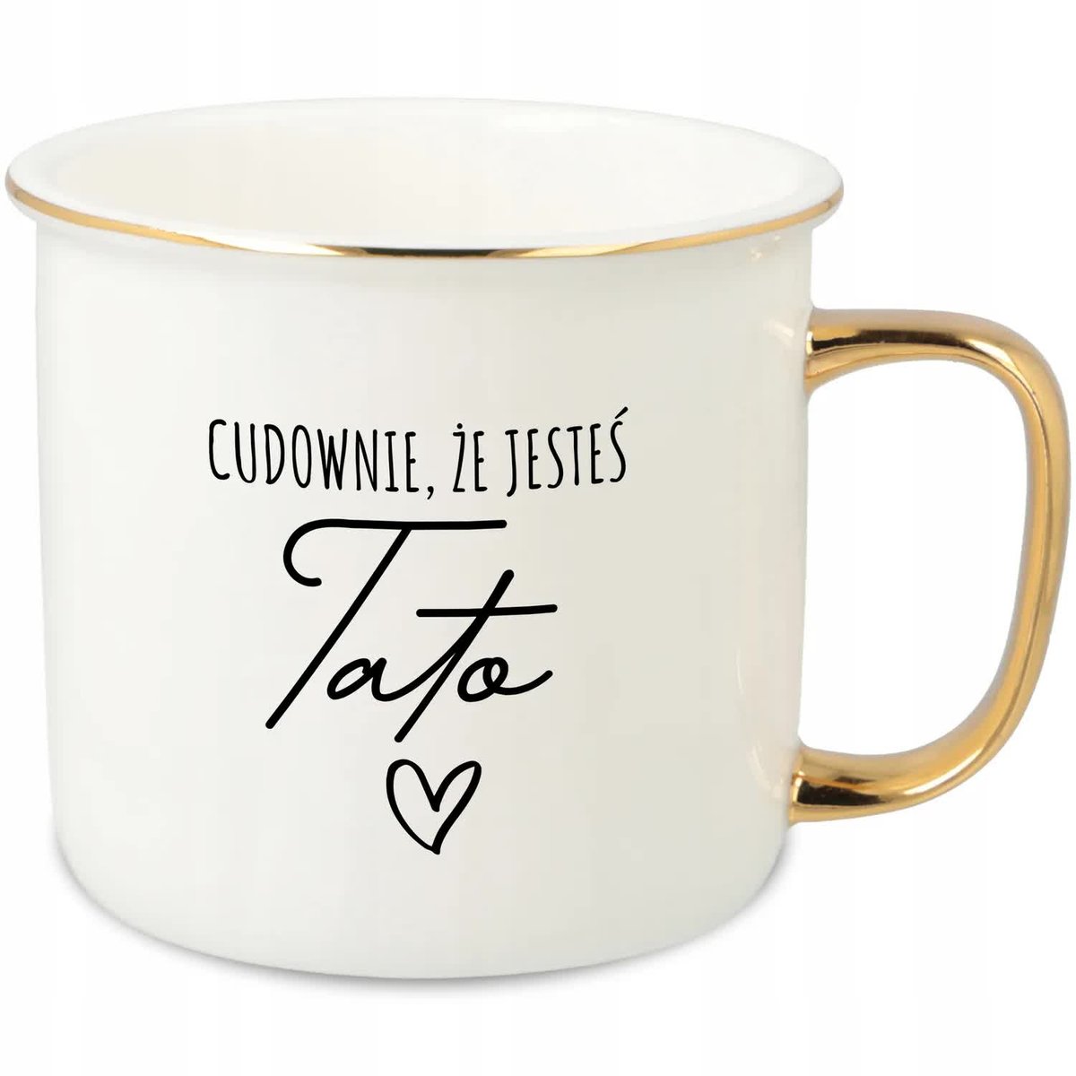 KUBEK UCHO RANT ZŁOTY PORCELANOWY RETRO 280ML PREZENT DLA TATY MIX WZORY