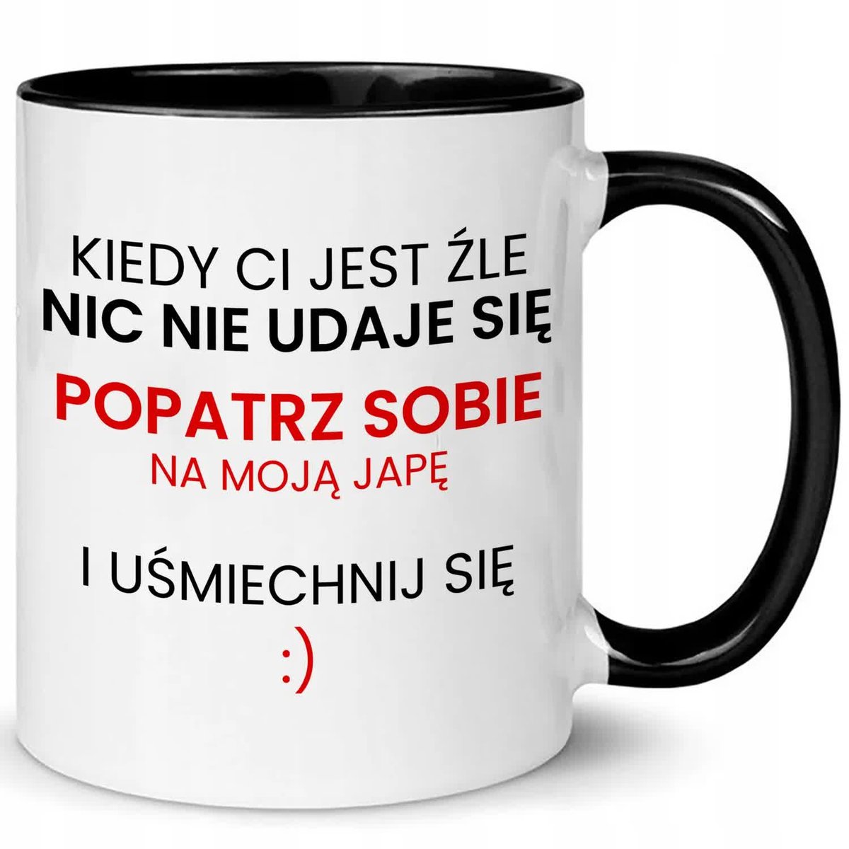 KUBEK BIAŁO-CZARNY IDEALNY PREZENT POPATRZ SOBIE NA MOJĄ JAPĘ WZORY