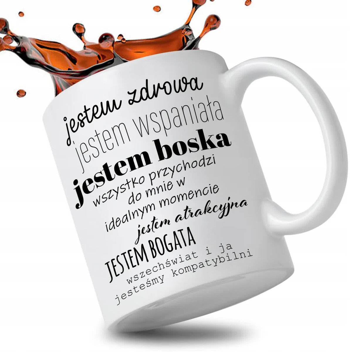 KUBEK BIAŁY JESTEM ZDROWA BOGATA WSPANIAŁA BOSKA VIRAL POPOLARNY